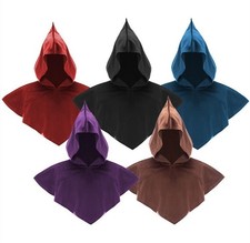 Men Medieval Hood Mantel Retro Women Witch Renaissance Hood Cape Halloween Cowl