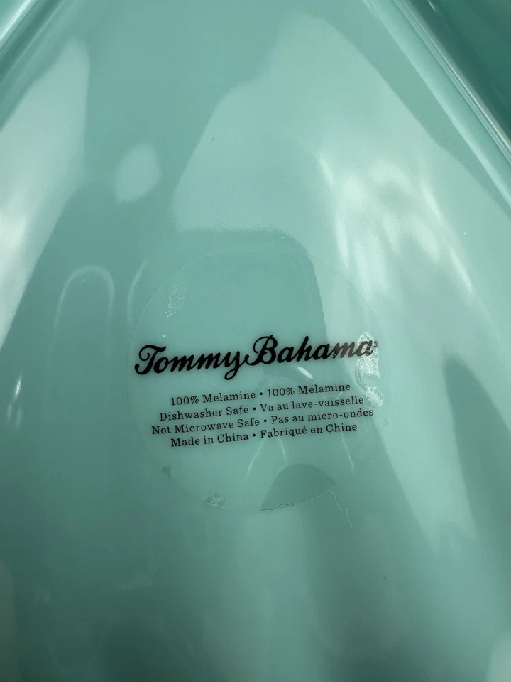 Tommy Bahama Melamine Hibiscus Flower Serving Platter Teal 15" x 4" - Image 4 of 4