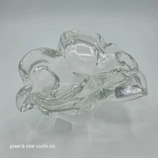 Toscany Hand Blown Art Glass Ashtray - Very Heavy Sculptural Clear Glass Bowl