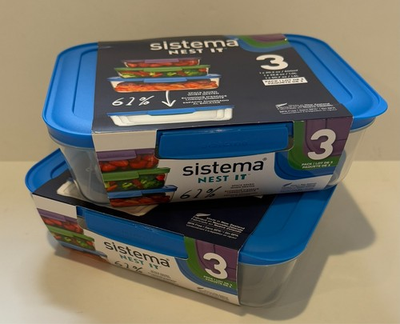 #ad 6 Pack Sistema NEST IT Space Saver Food Storage Containers Lids Klip it PBA FREE $24.95