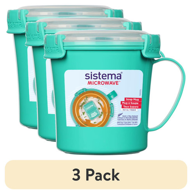 #ad #ad Sistema Microwave Medium Soup Mug Food Container Minty Teal 22.1 oz 3 Pack $22.85
