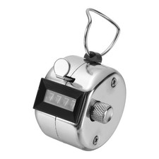 Pitch Counter Clicker, 4-Digit Number Clicker for Counting 1 Pcs Black/Silver