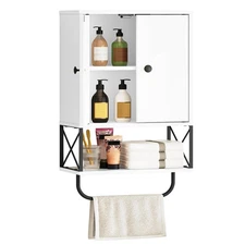 Bathroom Wall Cabinet with 2 Door and Adjustable Shelf, Farmhouse Medicine Ca...