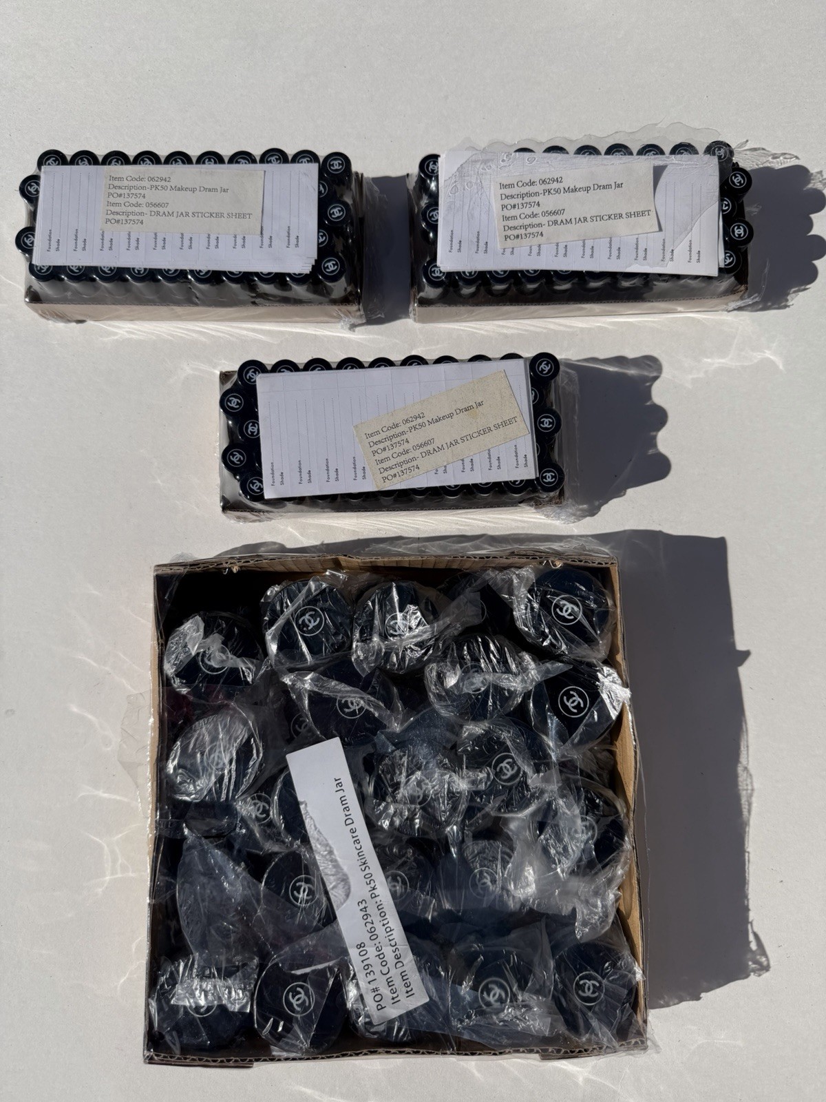 Lot Set 188 Empty Chanel Glass Travel Dram Container/Jar Skincare/Makeup 2 Sizes