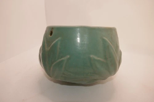 Vintage McCoy Matte Turquoise Leaves and Berriers Hanging Planter - no chain