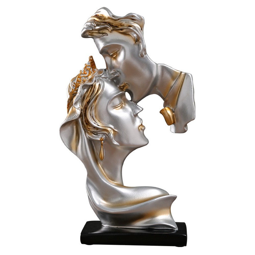 Couple Kiss Figurine Passionate Lover Sculpture Resin Statue Home Decoration For