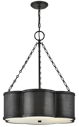 Hinkley Lighting 4446 Chance 3 Light 22"W Drum Chandelier - Blackened Brass - Picture 4 of 4
