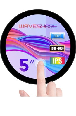 Waveshare 5inch HDMI Round  Touch Screen,1080x1080 Pixels,Circular IPS Display