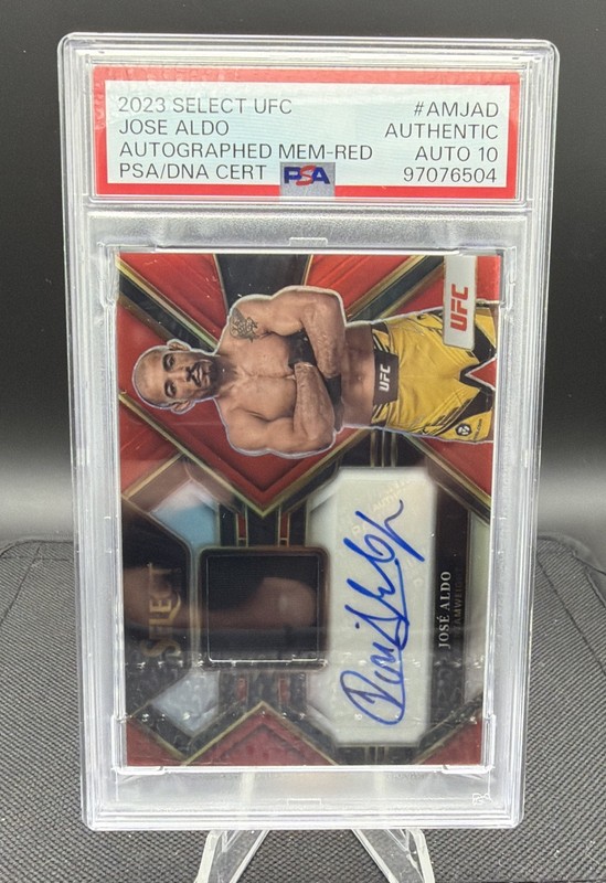 2023 Select UFC - Autographed Memorabilia Jose Aldo #AM-JAD Red Prizm /49 PSA 10