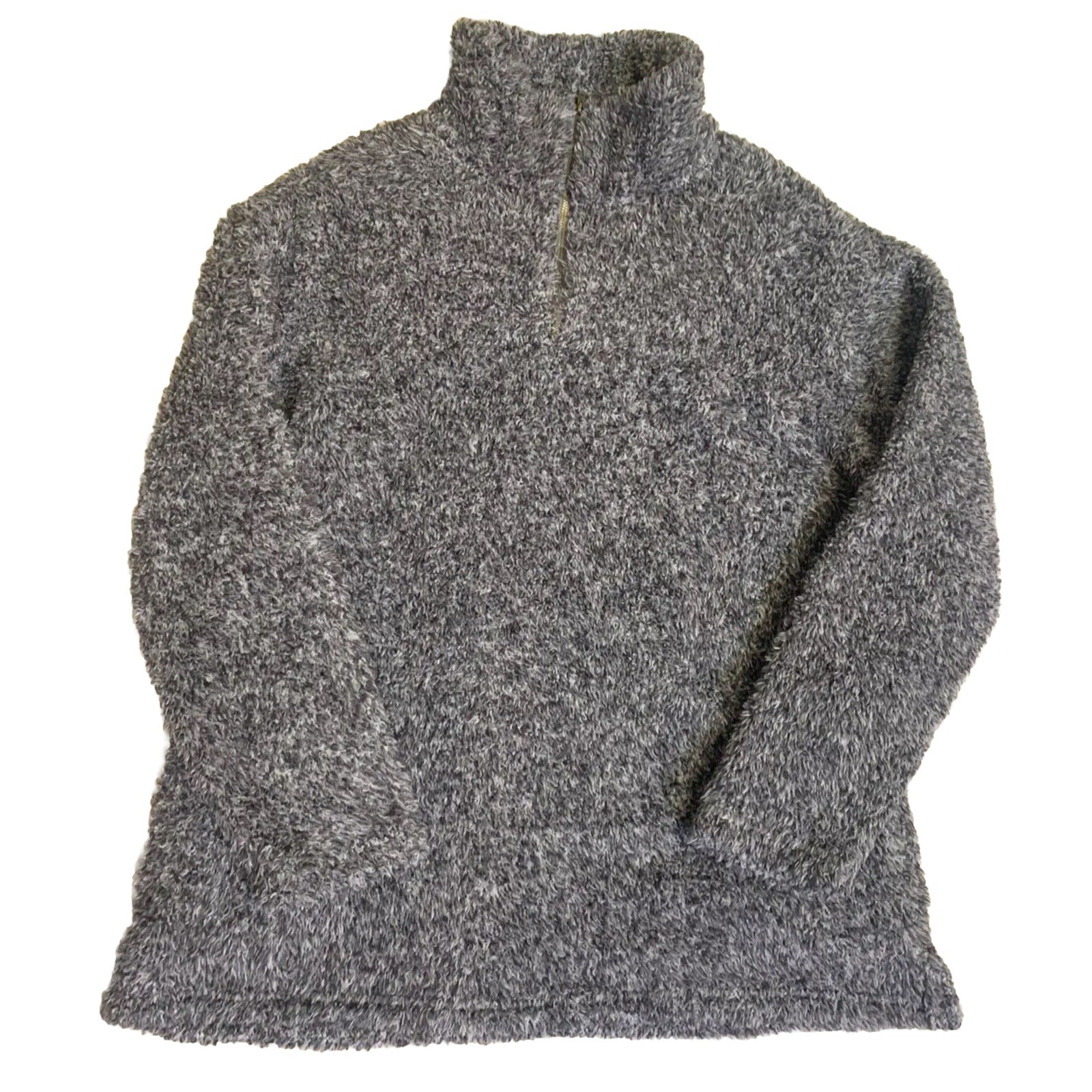 Roolee Fuzzy Womens Fleece Sweatshirt Size Large Grey 1/4 Zip Pullover Athletic