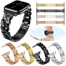 Hot Sale Luxury Watch Strap Metal Band Diamond Chain Bracelet For Apple Watch US