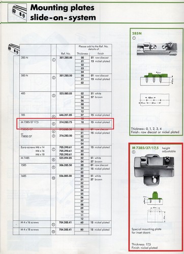 MEPLA #M7385G/37/17.5 MOUNTING PLATE, 17.5mm THICKNESS, HEIGHT-ADJUSTABLE - Picture 5 of 5