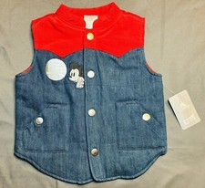 Disney Mickey Mouse 2T Toddler Vest Button Up Corduroy Denim Double Sided NWT
