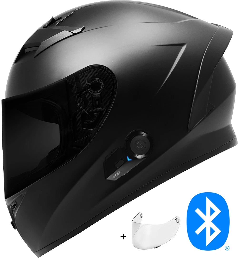 NEW GDM VENOM SUPERSONIC Bluetooth Motorcycle Helmet Matte Black