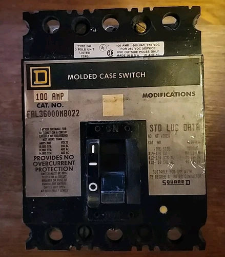 SQUARE D 100 Amp Circuit Breaker FAL36000M8022 Used #89296