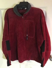 Patagonia Mens 1/3 Zip burgundy black accents Fleece jacket szXL