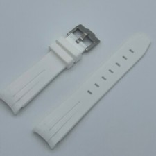 Fitted Curved Rubber Dive Watch Strap 20mm White For Rolex Explorer Or Sub