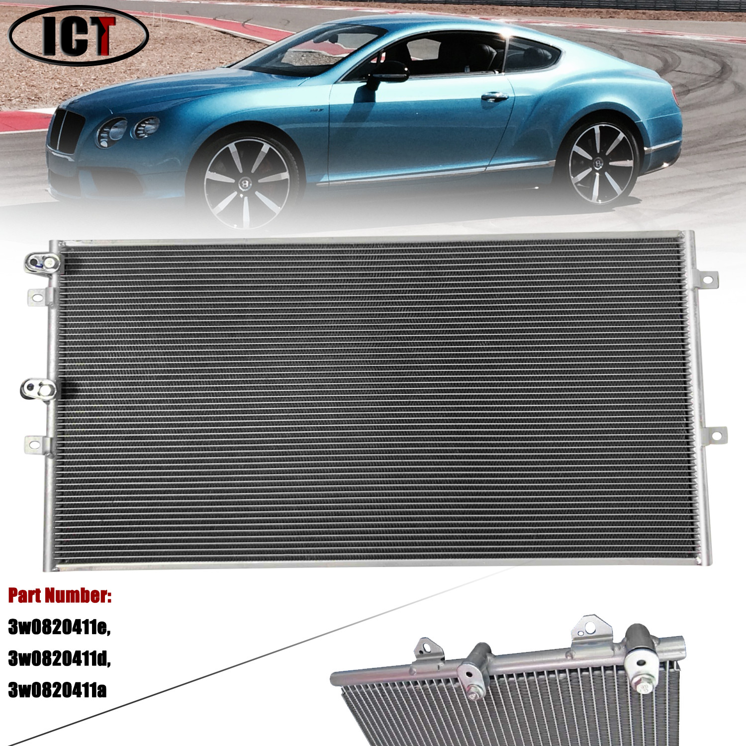 Bentley Continental GT 2004-2014 Ac condenser P/N 3W0820411E