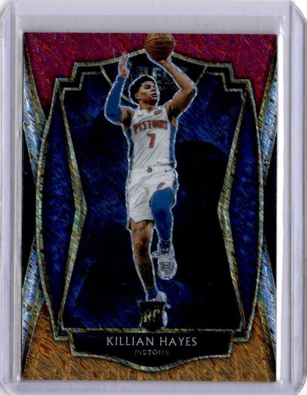 2020-21 Select Premier Level Killian Hayes RC 181 Red White Orange Shimmer
