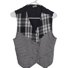 American vintage Houndstooth Vest Size Small Preppy Grunge Whimsigoth