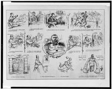 8" x 10" 1877 Photo Cartoon depicting scenes in the life of John Morrissey