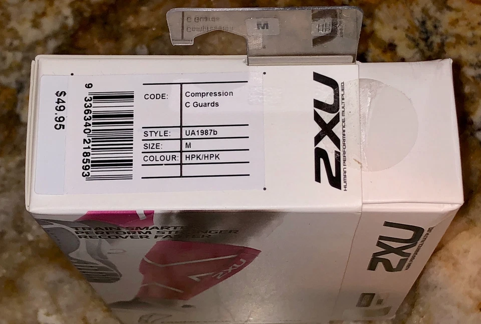 2XU Compression Calf Guards Pair Hyper Pink Silver Running NEW Mens Womens Sz L - Image 4 of 4