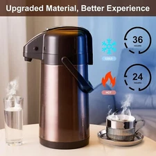 Airpot Coffee Carafe with Double Pump 84oz/2.5L, Stainless Steel Drink Dispenser