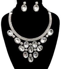 CLEAR Stoned BIB Necklace Set
