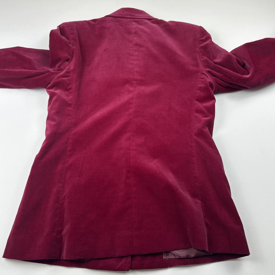 VTG 90's Worthington Jacket Blazer Velvet Women 10 Maroon Notch Lapel Japan NWT - Image 3 of 4