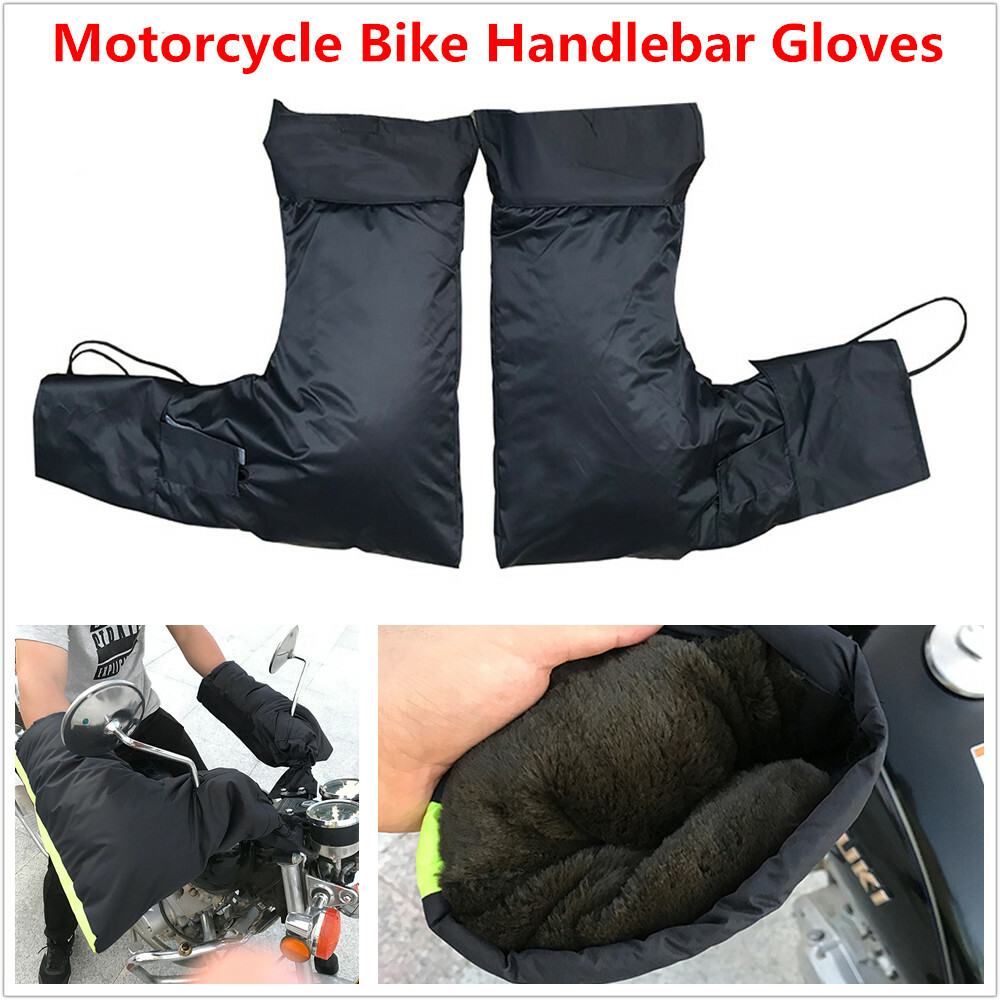 2PCS Motorcycle Bike Handlebar Gloves Hand Muffs Winter Thermal Warm Mitts Cover