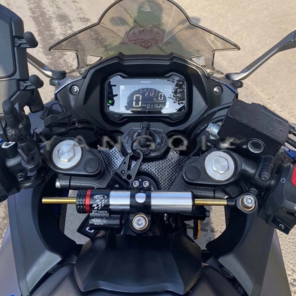 Estabilizador amortiguador de dirección de fibra de carbono y soportes de soporte para Suzuki GSX250R  Foto 3 de 4