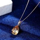 18K Rose Gold GF Made With Swarovski Crystal Citrine Single Teardrop Necklace