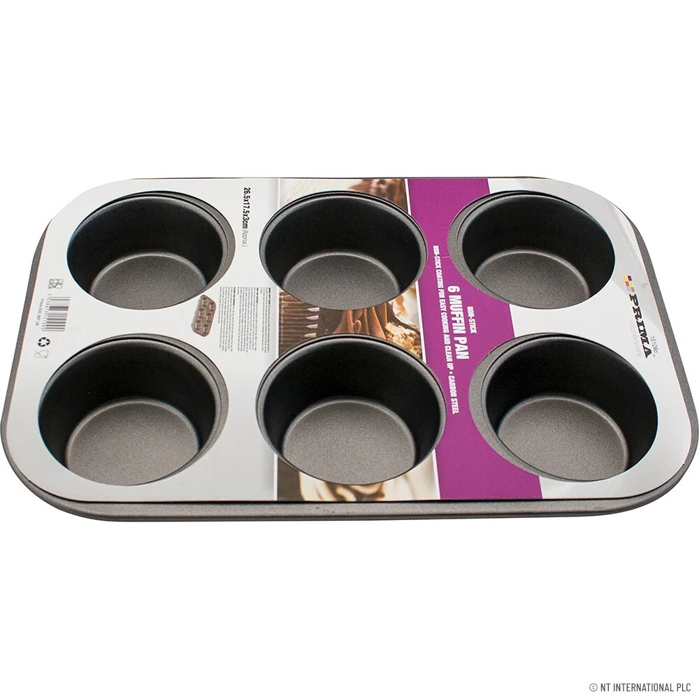 6 MUFFIN BAKING TRAY CAKE NON STICK KITCHEN TIN PAN OVEN DISH CUPCAKE CAKES NEW