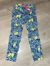 *Lilly Pulitzer..Kelly Skinny Ankle Pant Resort White Zest For Life Size 00 New