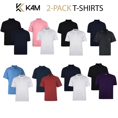KAM 2er Pack Polokragen ''Eton'' T-Shirts Big and Tall uni mit Brusttasche Oberteil