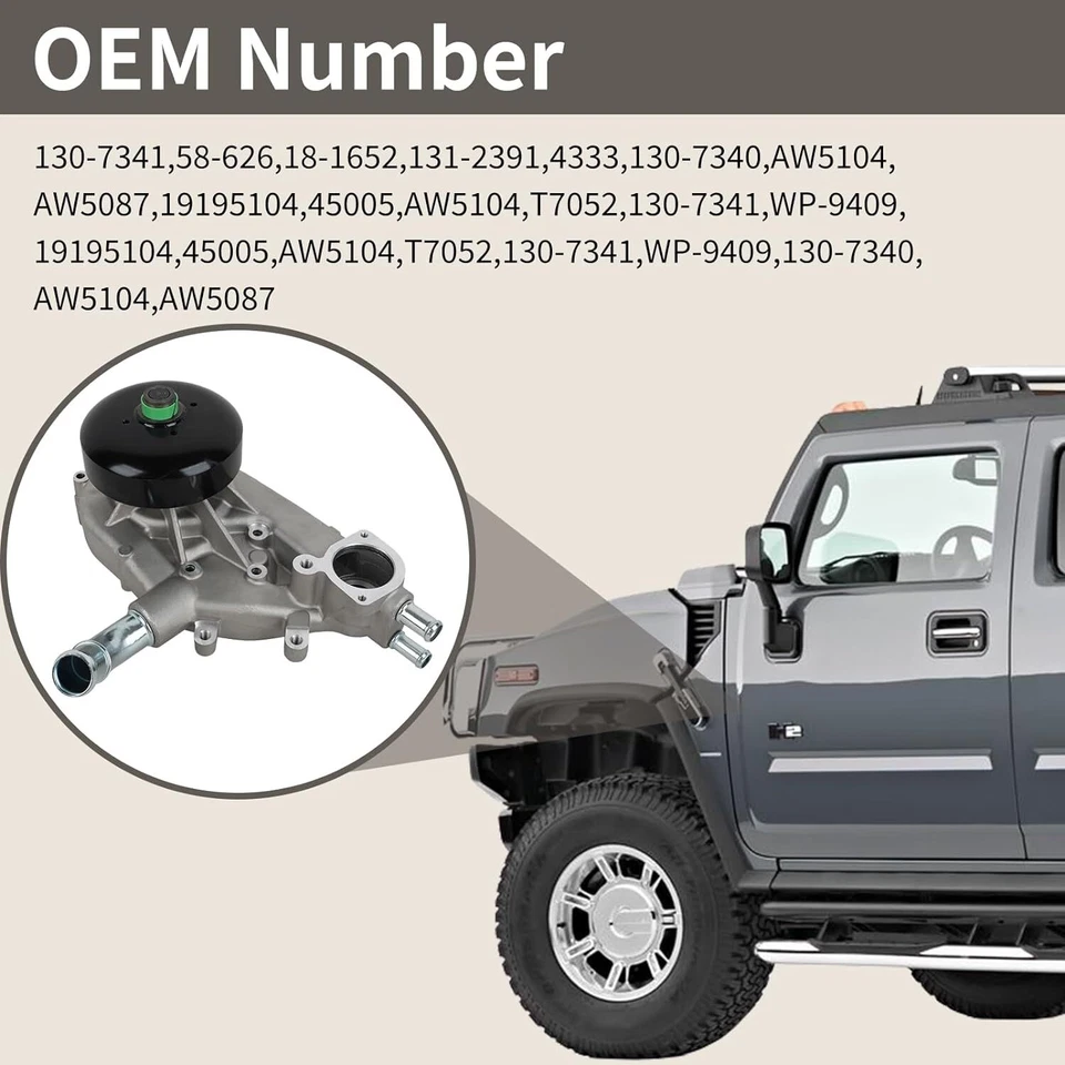 Water Pump W/ Gasket For Chevrolet GMC Tahoe Yukon 4.8 5.3 6.0 L Vortec AW5087 - Image 4 of 4