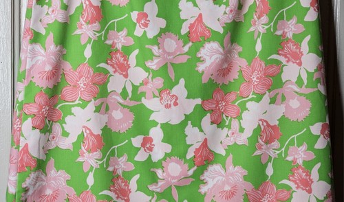VTG Lilly Pulitzer Skirt Women 12 Green Pink Floral Lilies Hibiscus Scallop Hem - Picture 4 of 24