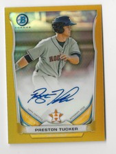 Preston Tucker 2014 Bowman Chrome Autograph Card Auto Rookie Gold Refractor /50