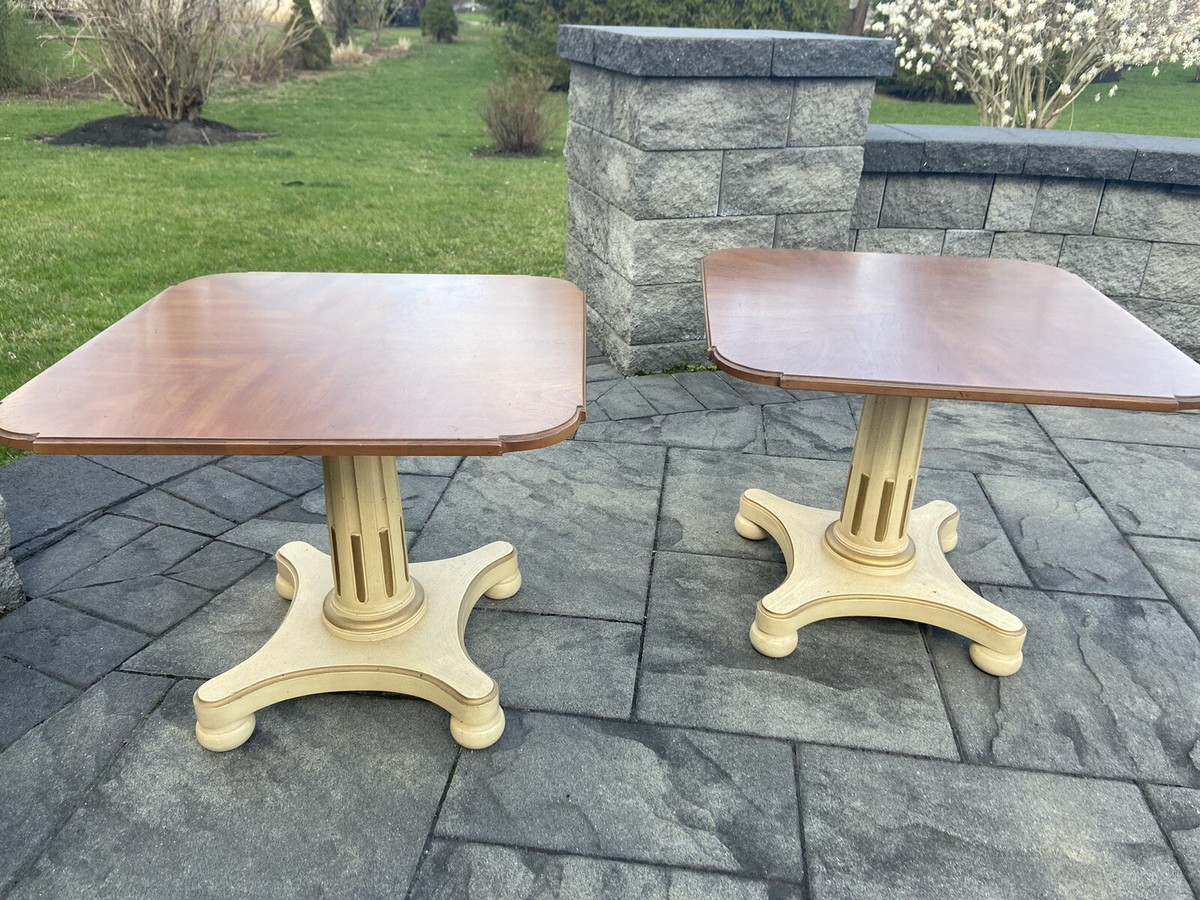 Vintage Henredon Neo Classical Regency Walnut Pillar End Tables
