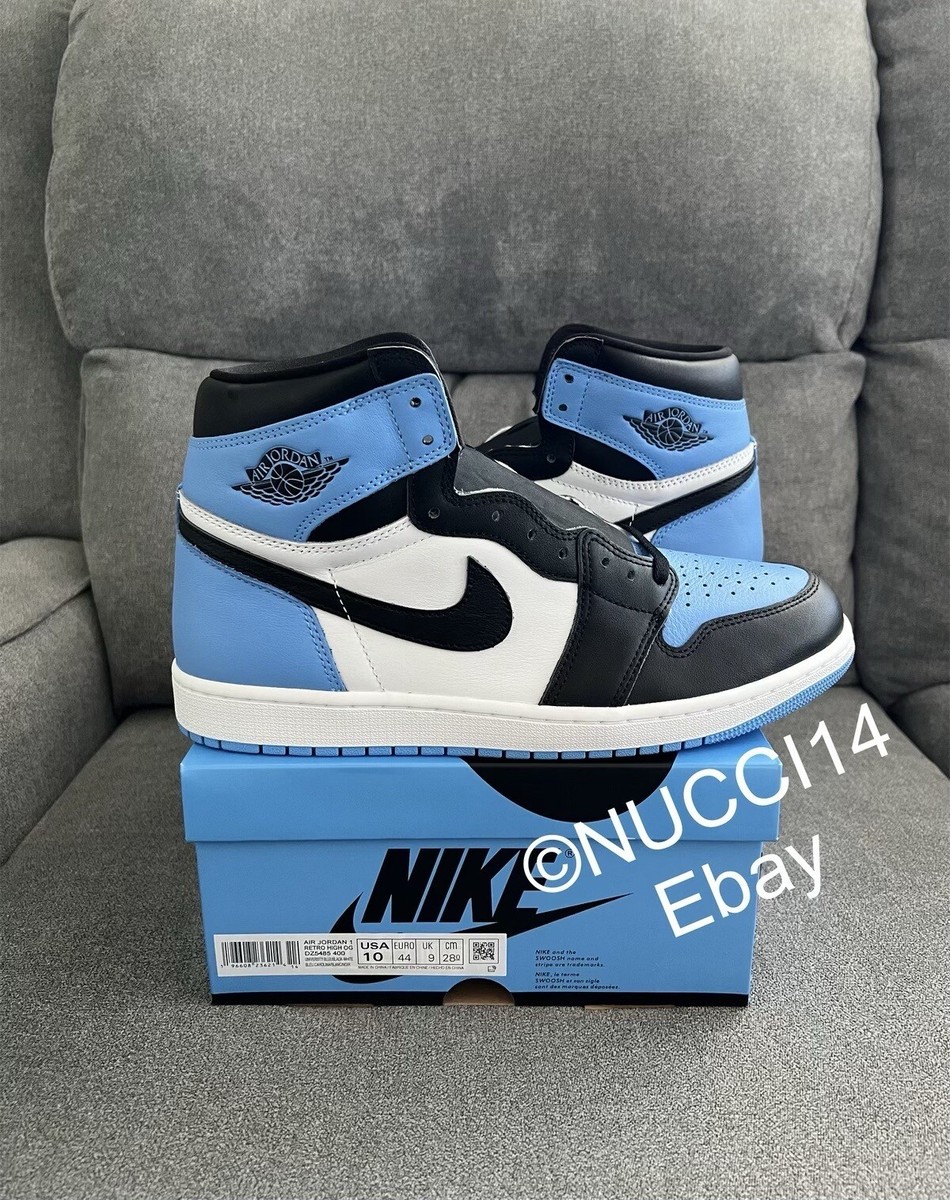 Size 10 - Nike Air Jordan 1 Retro High OG UNC Toe Blue with