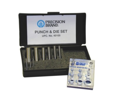 Precision Brand 40105 Punch and Die Set, 1/8''-3/4'' Size, Plastic Case, FREE SHIP