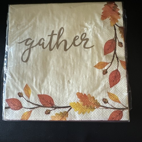 Thankful Blessed Gather 2 Ply Napkins 16 Per Pack Thanksgiving Lot Of 2 NOS - Picture 5 of 7