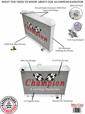 Rockin Champion 2 Row All Aluminum Radiator 1680S for 1965 1966 1967 Pontiac GTO