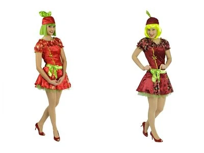 KÖRNER Erdbeere Kirsche Kleid Karnevalskostüm Damen Frucht Obst Früchte Kostüm Fasching