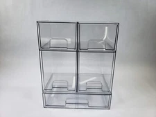 Vtopmart Stackable Storage Drawers Set of 5, Clear Plastic Organizer Bins