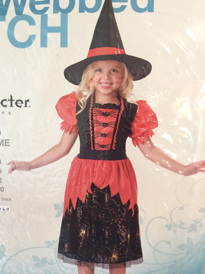 NUEVO CON ETIQUETAS Talla 6, 8, 10 pulgadas Personaje Halloween Disfraz Lil' Palmeado Bruja Rojo Negro Conjunto Foto 2 de 4