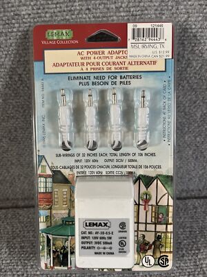 Lemax White AC Power Adaptor 4 Output Jacks Village Cord Collection New 1995