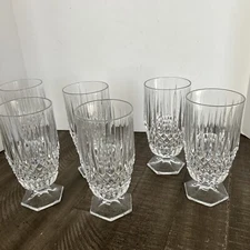 6 Stratton Lead Crystal Iced Tea Glasses / Goblets by Fostoria