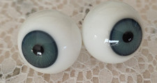 Vintage NOS Germany HAND BLOWN ROUND DOLL GLASS EYES GREY 20MM
