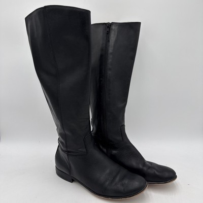 Corso Como Women Black Leather Riding Boots Size 9 Tall Equestrian Old Money